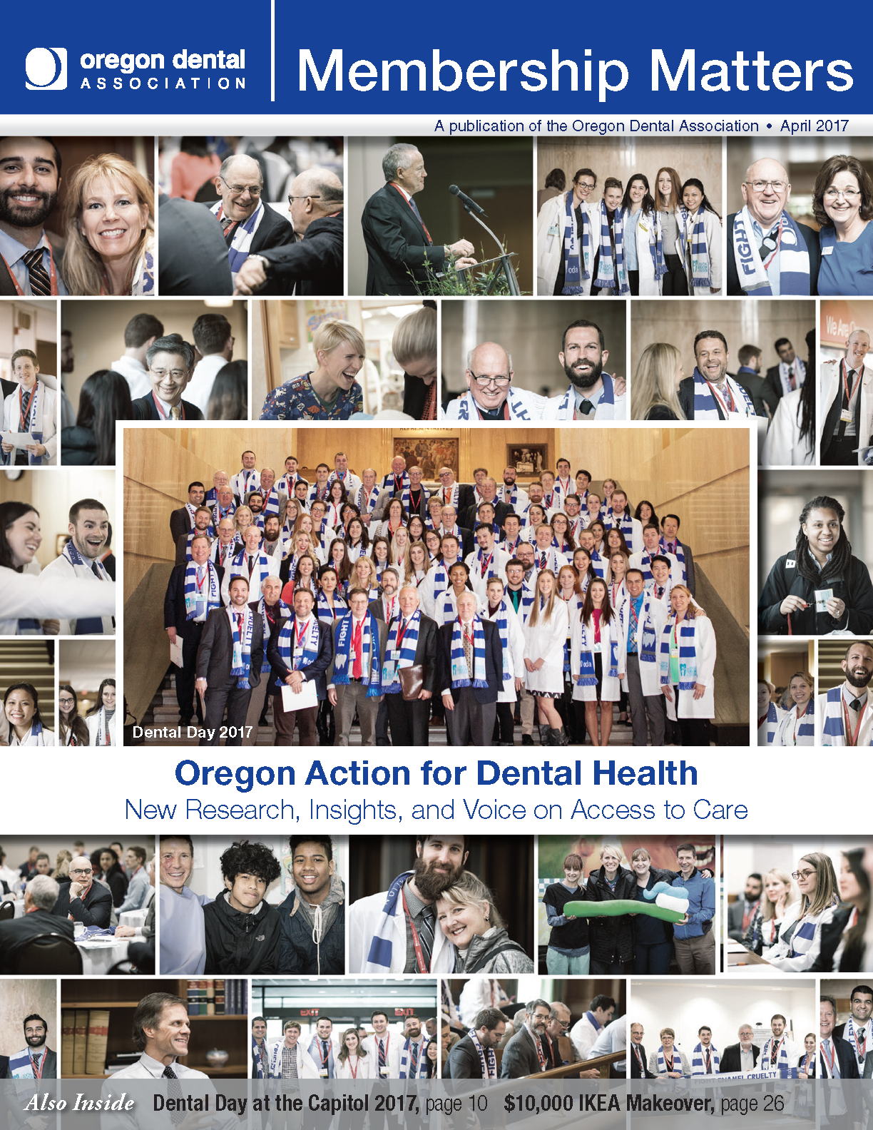 Collage of images from ODA events with a primary image int he center of ODA Annual Meeting attendees.