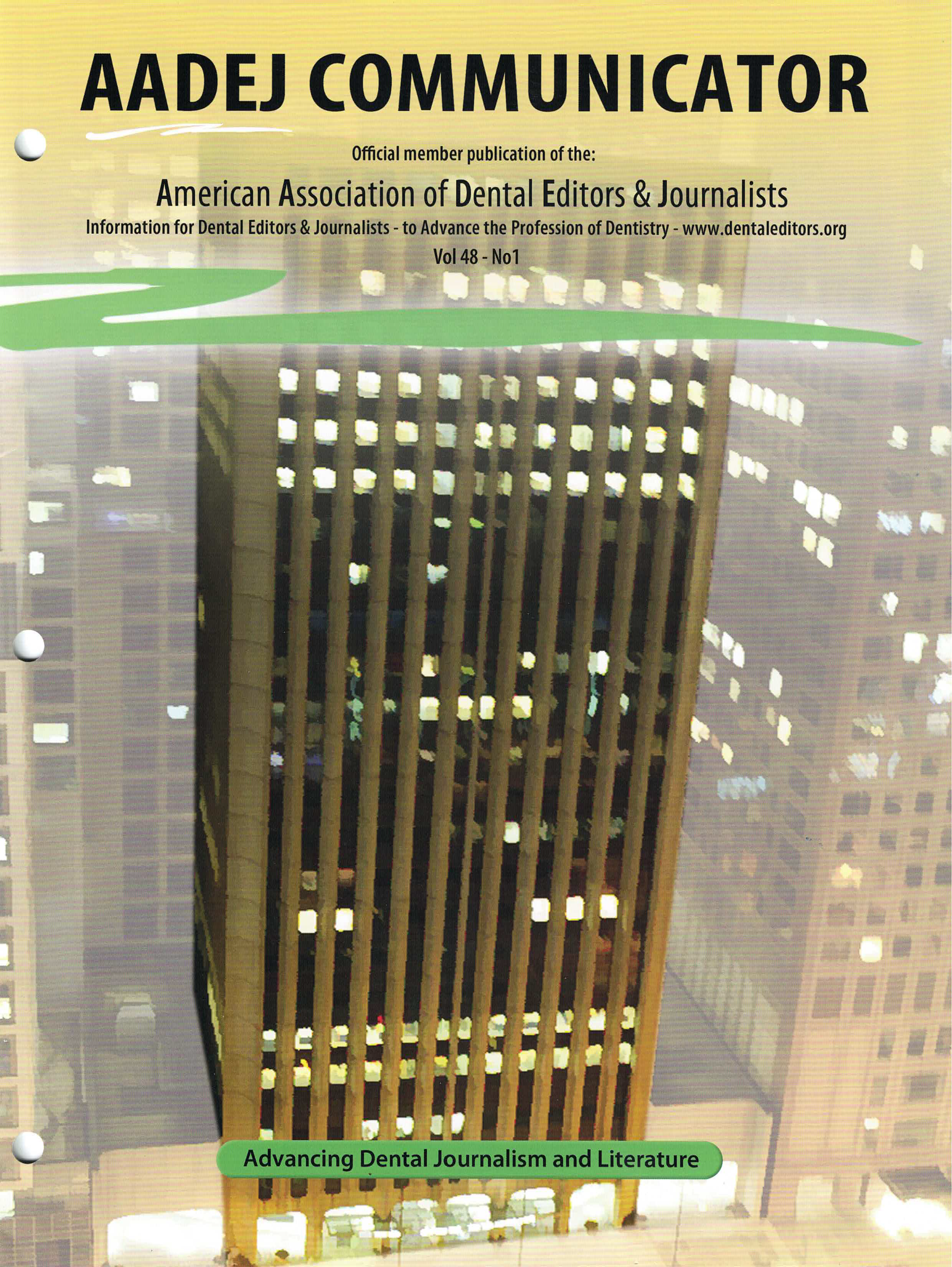 Cover art is a painted image of the ADA Headquarters in Chicago