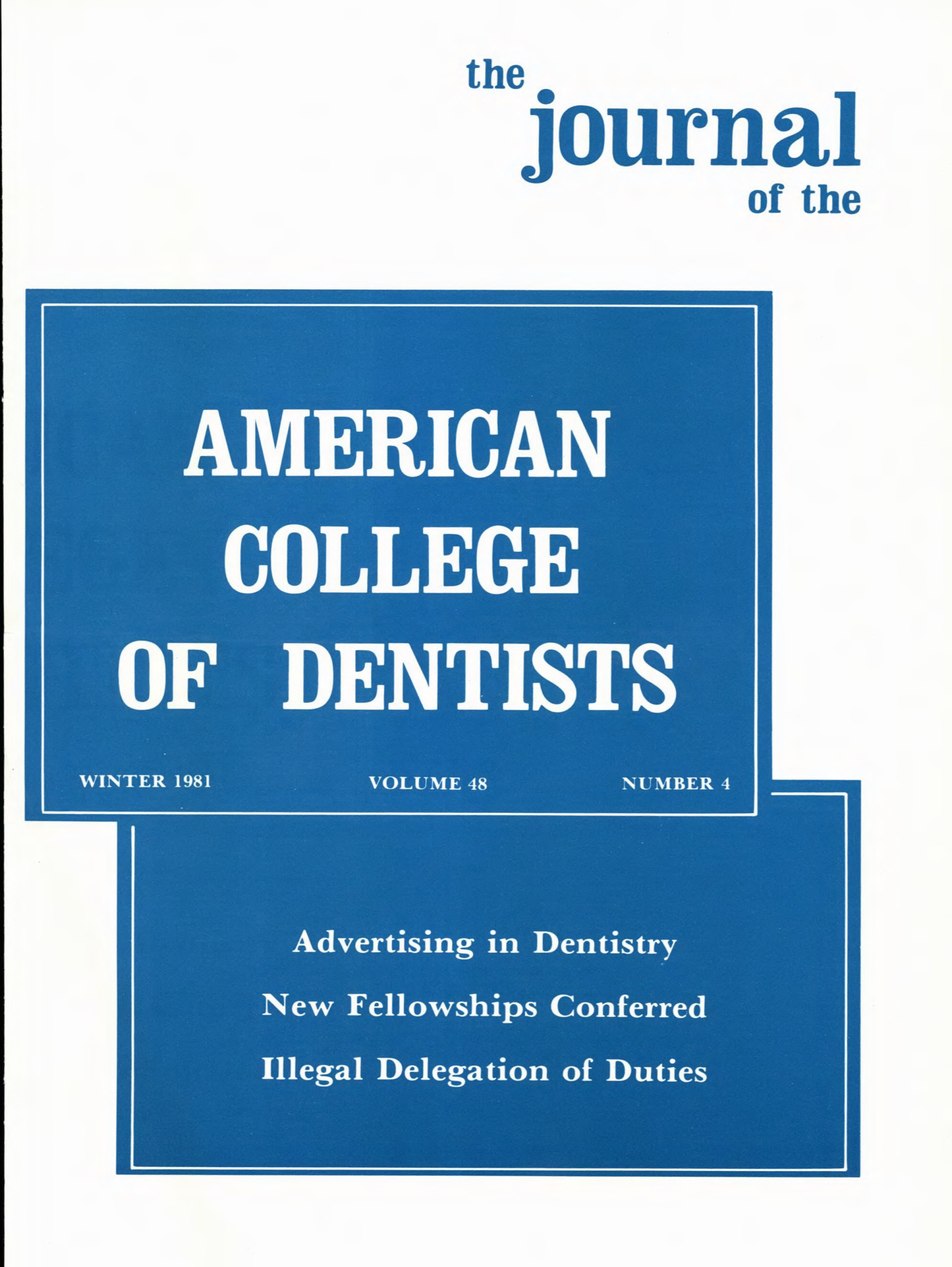 White cover with two blue offset boxes with the journal title and article headlines