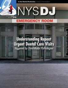 Cover of the New York Society Dental Journal with image of hospital emergency room entrance