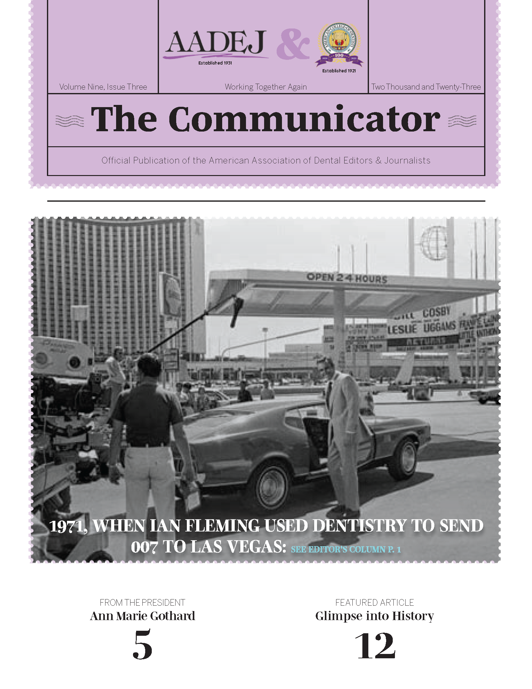 Black and white photo of the James Bond camera crew filming a scene with Bond and his car in Vegas