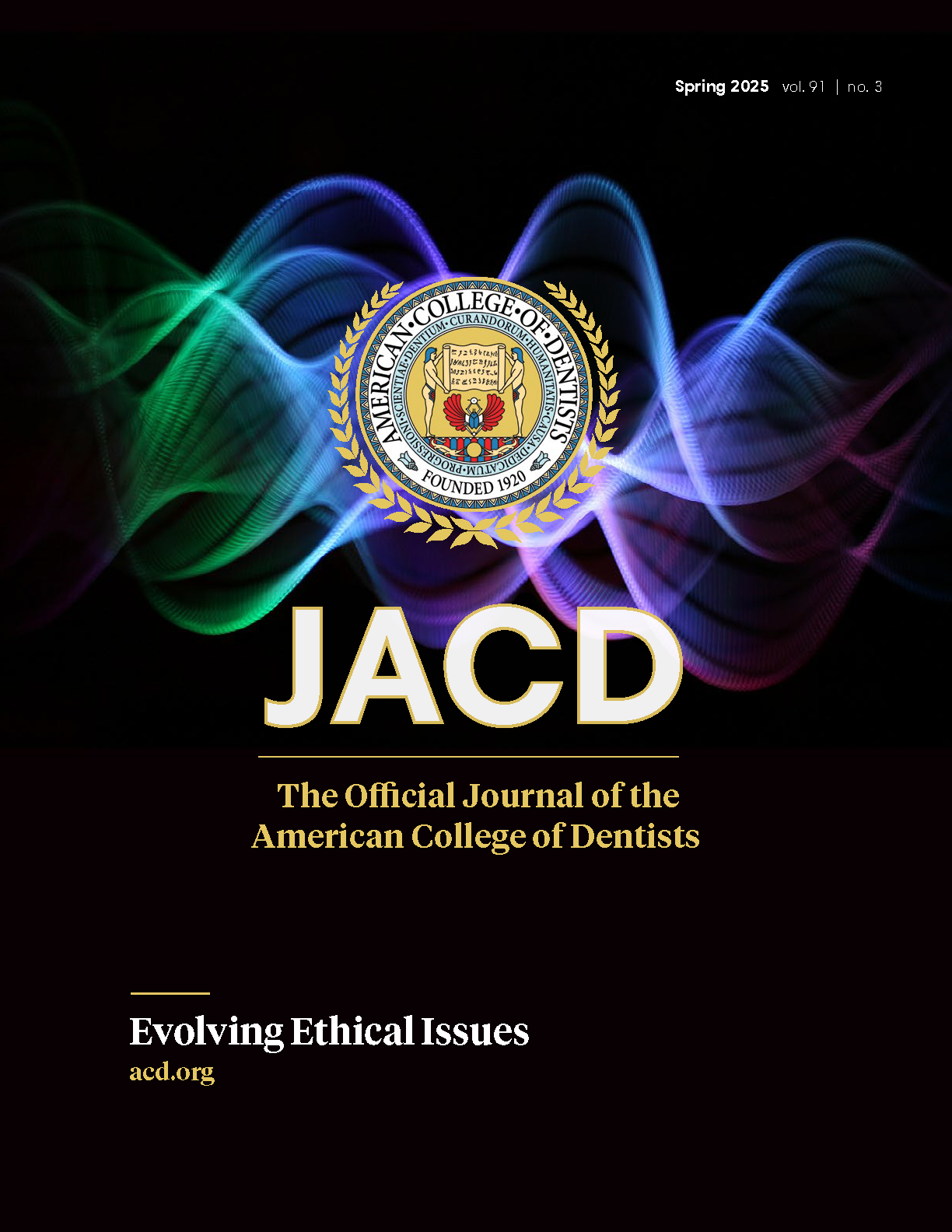 Illustration of multicolored wavelengths emerging from behind the ACD crest