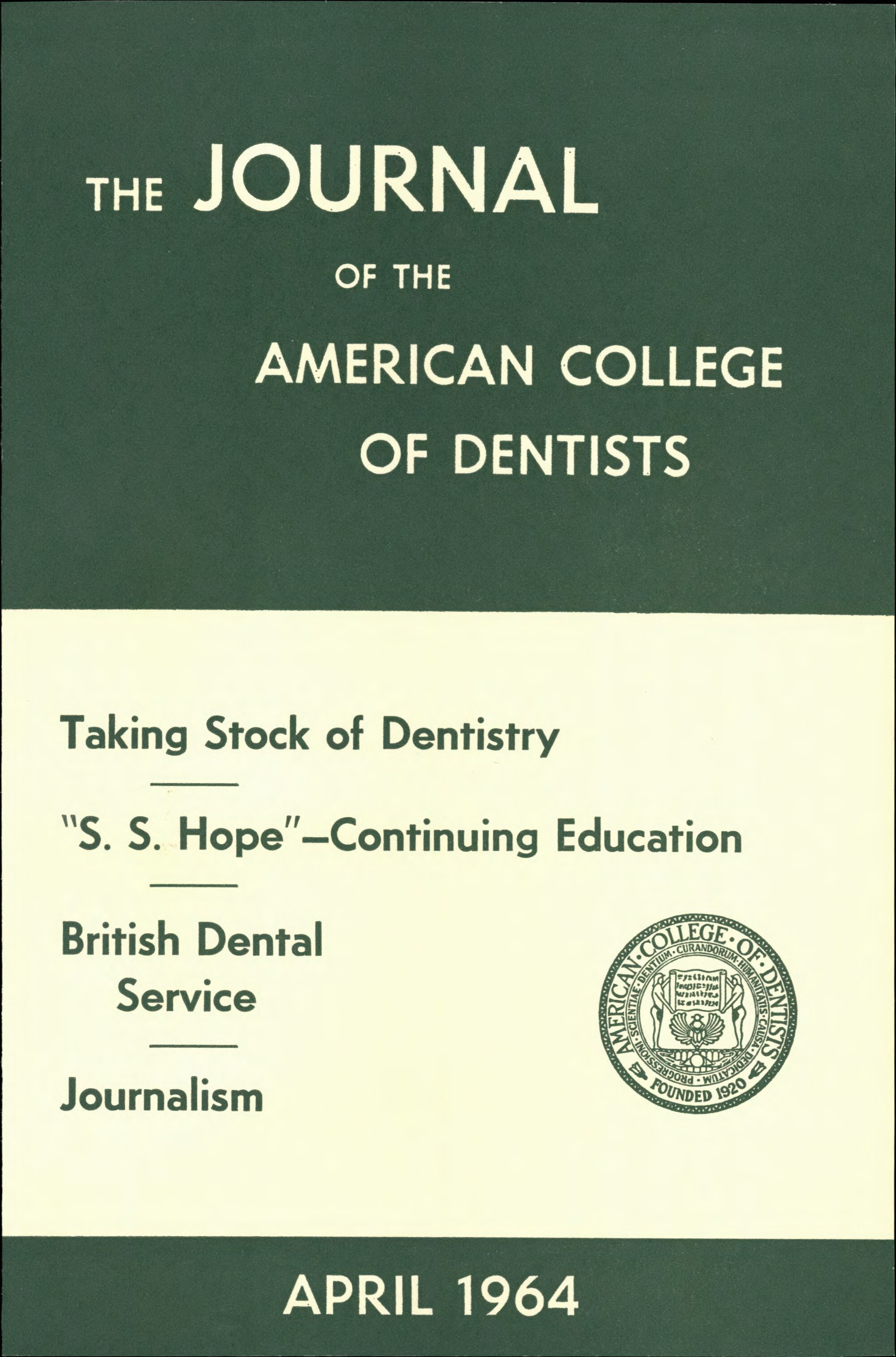 Green and white ACD Journal cover with the journal title above featured headlines. A green ACD seal is in the corner