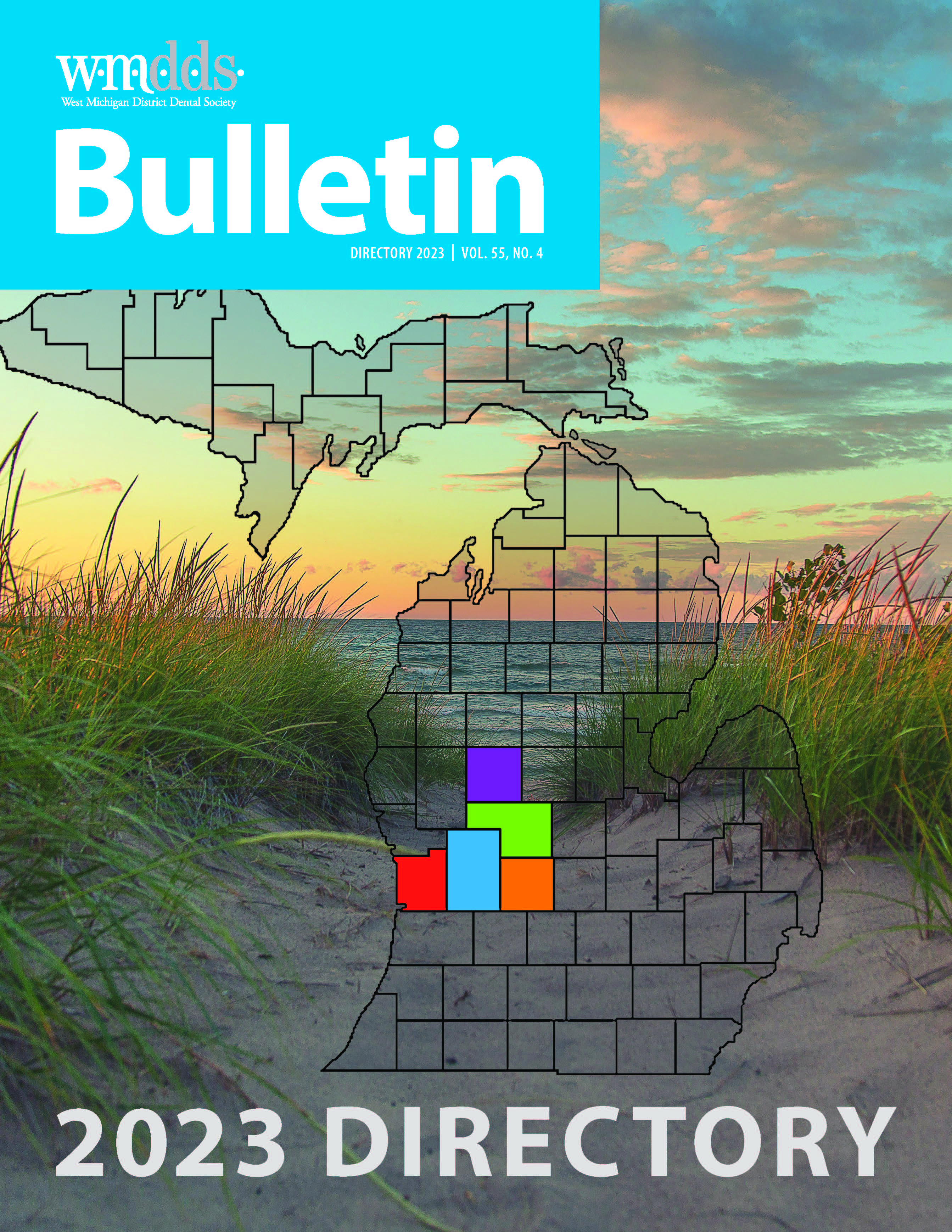 Cover of the WMDDS Bulletin featuring a map of Michigan with the counties comprising WMDDS colored in.