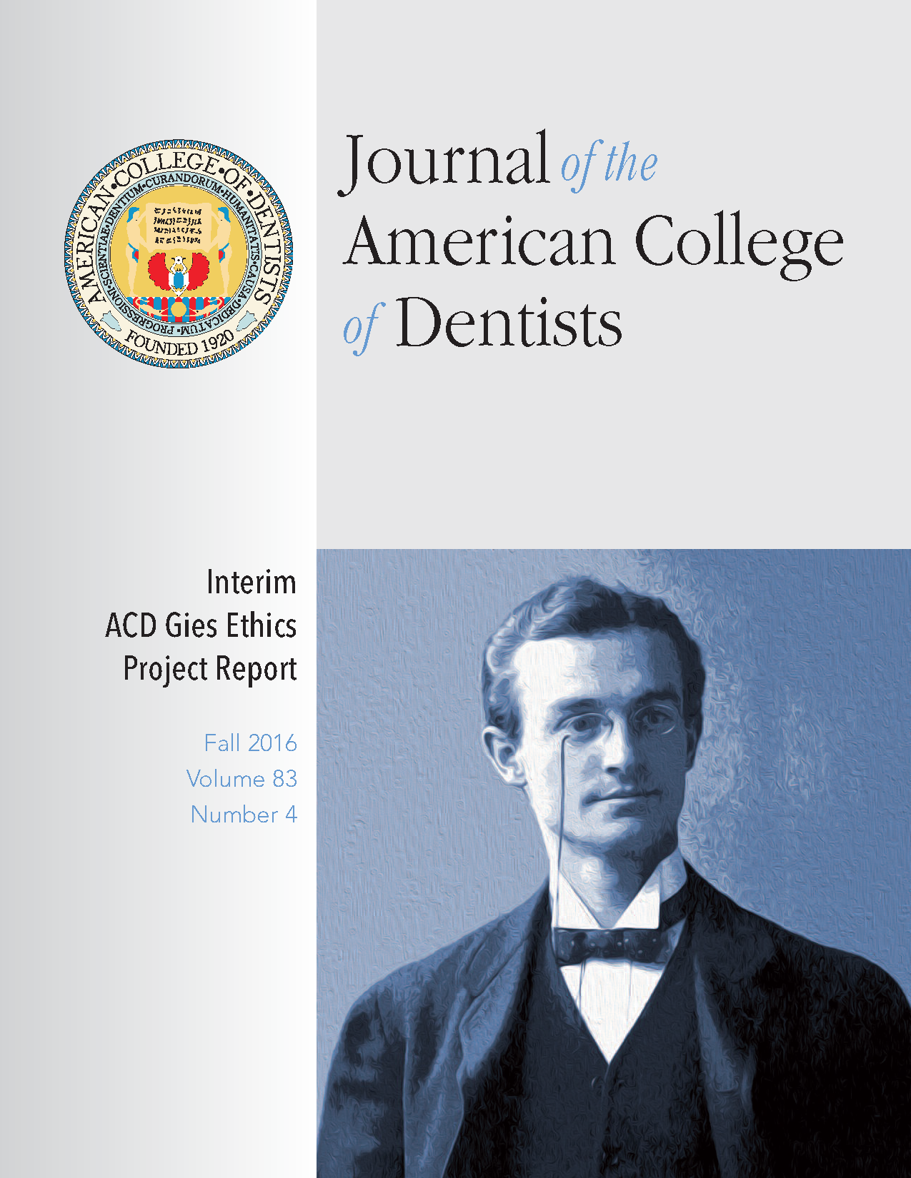 Antique cyanotype photo of Dr. Gies as a young man. He wears a full suit and bow tie with a pince nez