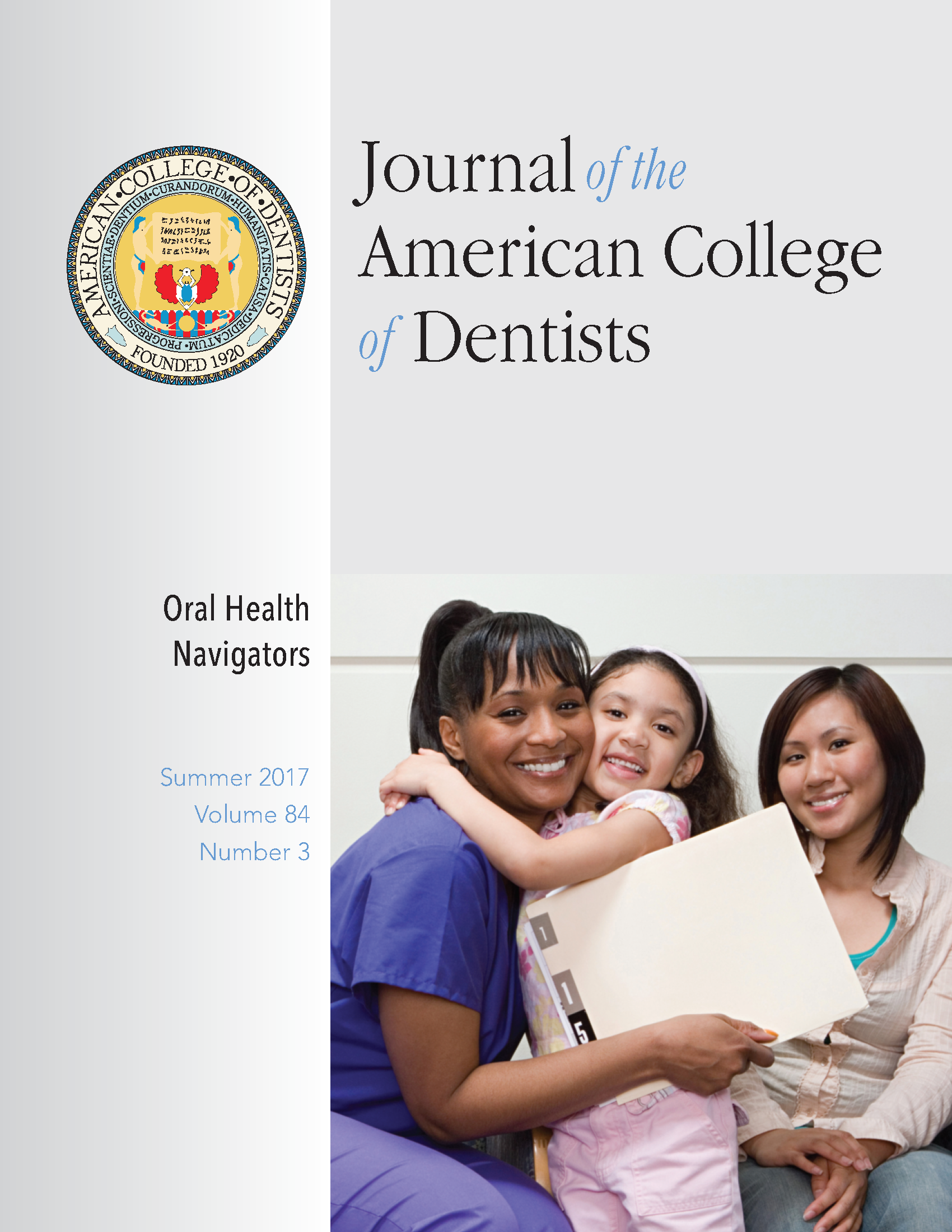 Photo of a person in scrubs holding a patient chart and hugging a child, while Mom sits nearby and smiles.