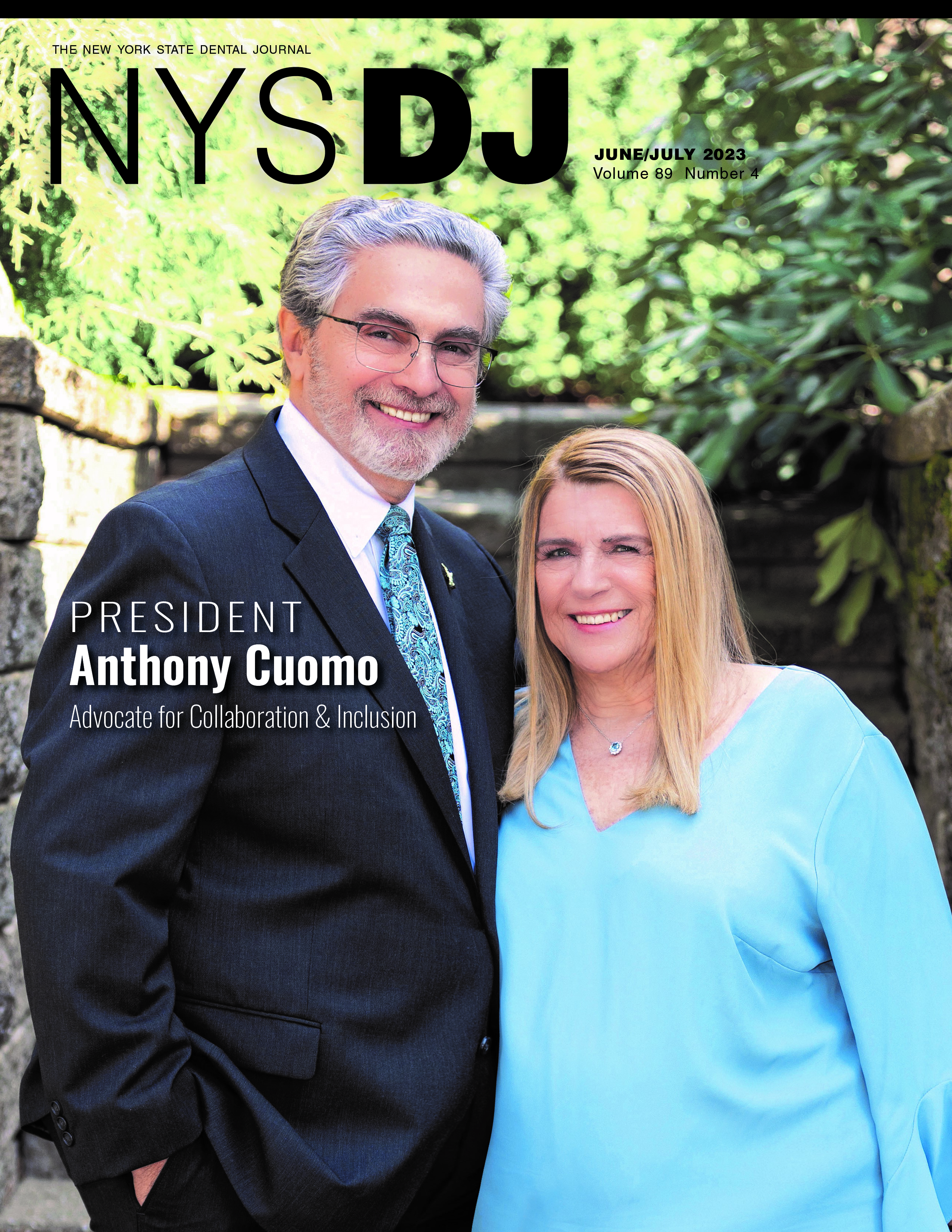 Cover of the NYSDJ with 143rd president of the New York State Dental Association Anthony M. Cuomo, D.D.S., and wife, Patricia.