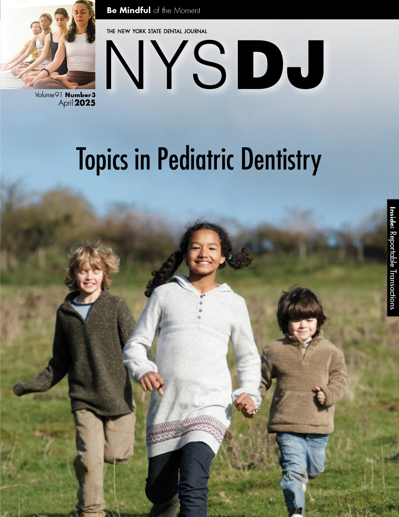 NYSDJ cover with a photo of three children running towards the camera across a green field