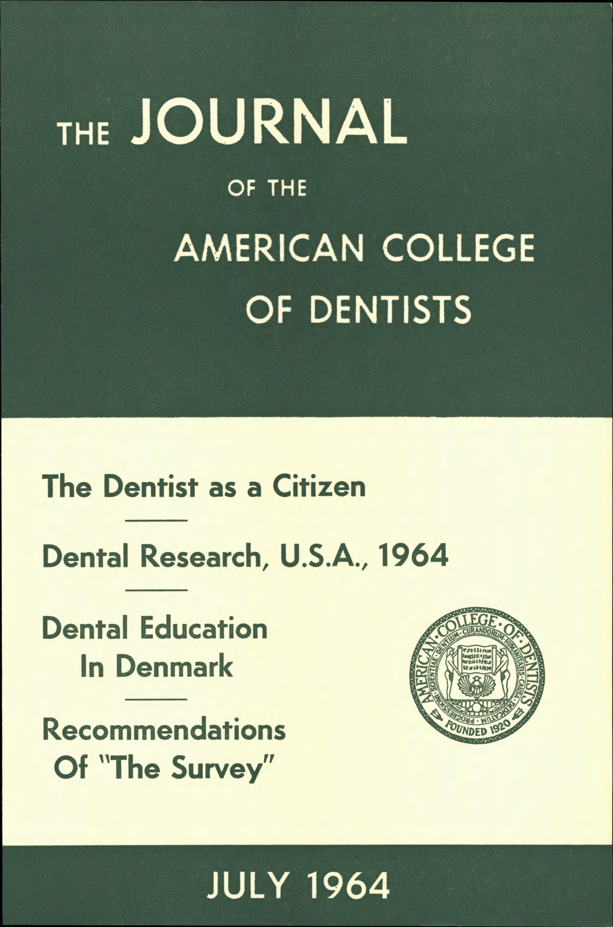 Green and white ACD Journal cover with the journal title above featured headlines. A green ACD seal is in the corner