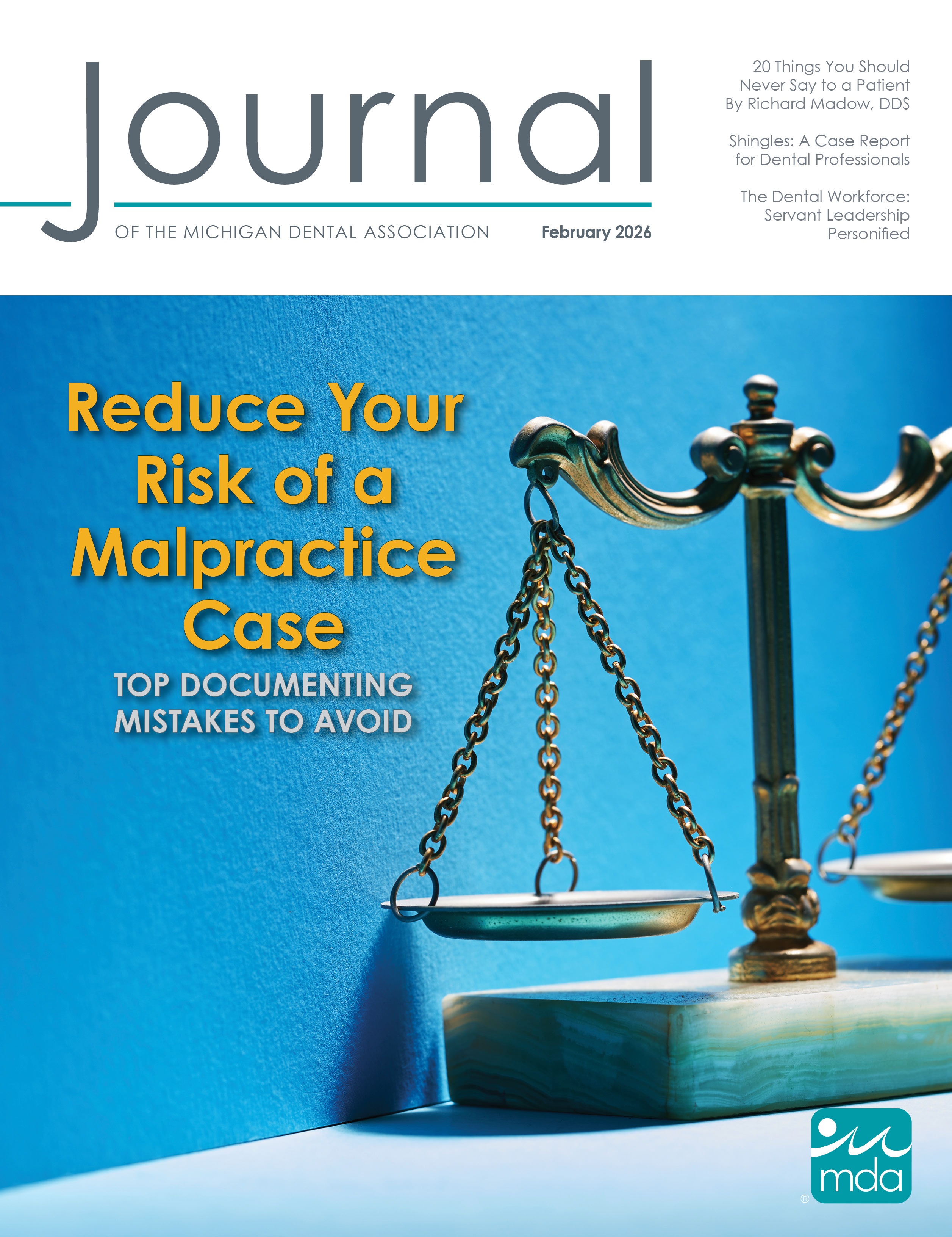Cover of the Journal of the Michigan Dental Association February 2026