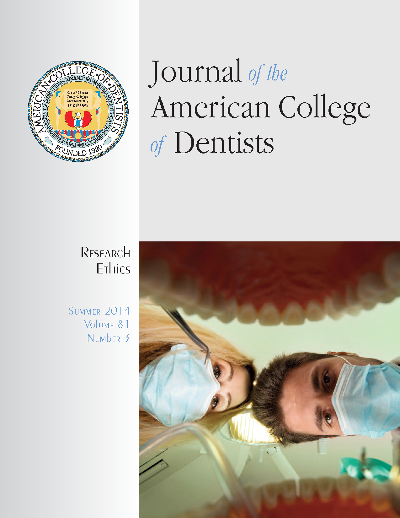 Photo from inside a person's mouth, looking up at two dentists