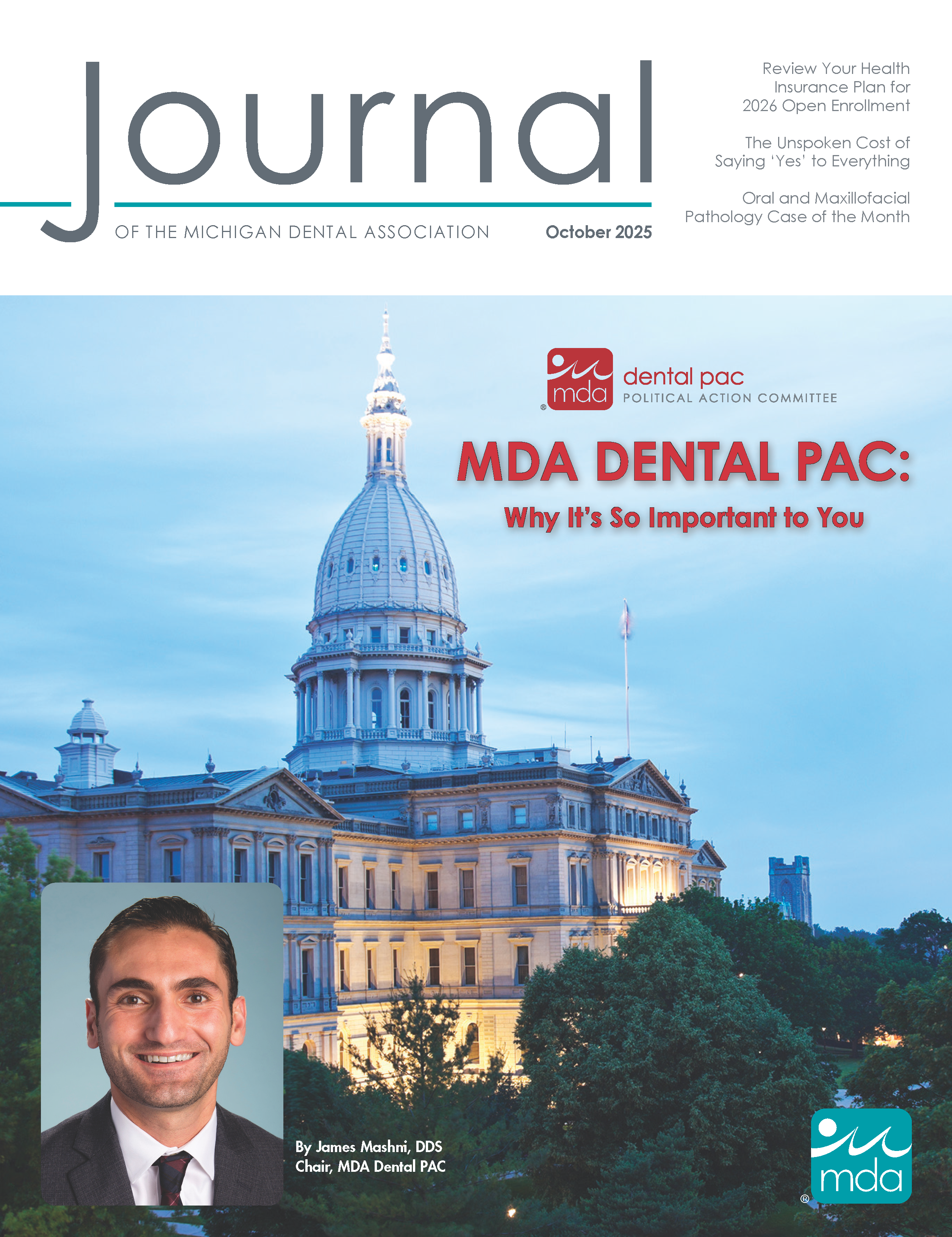 Photo of the Michigan capitol building at twilight