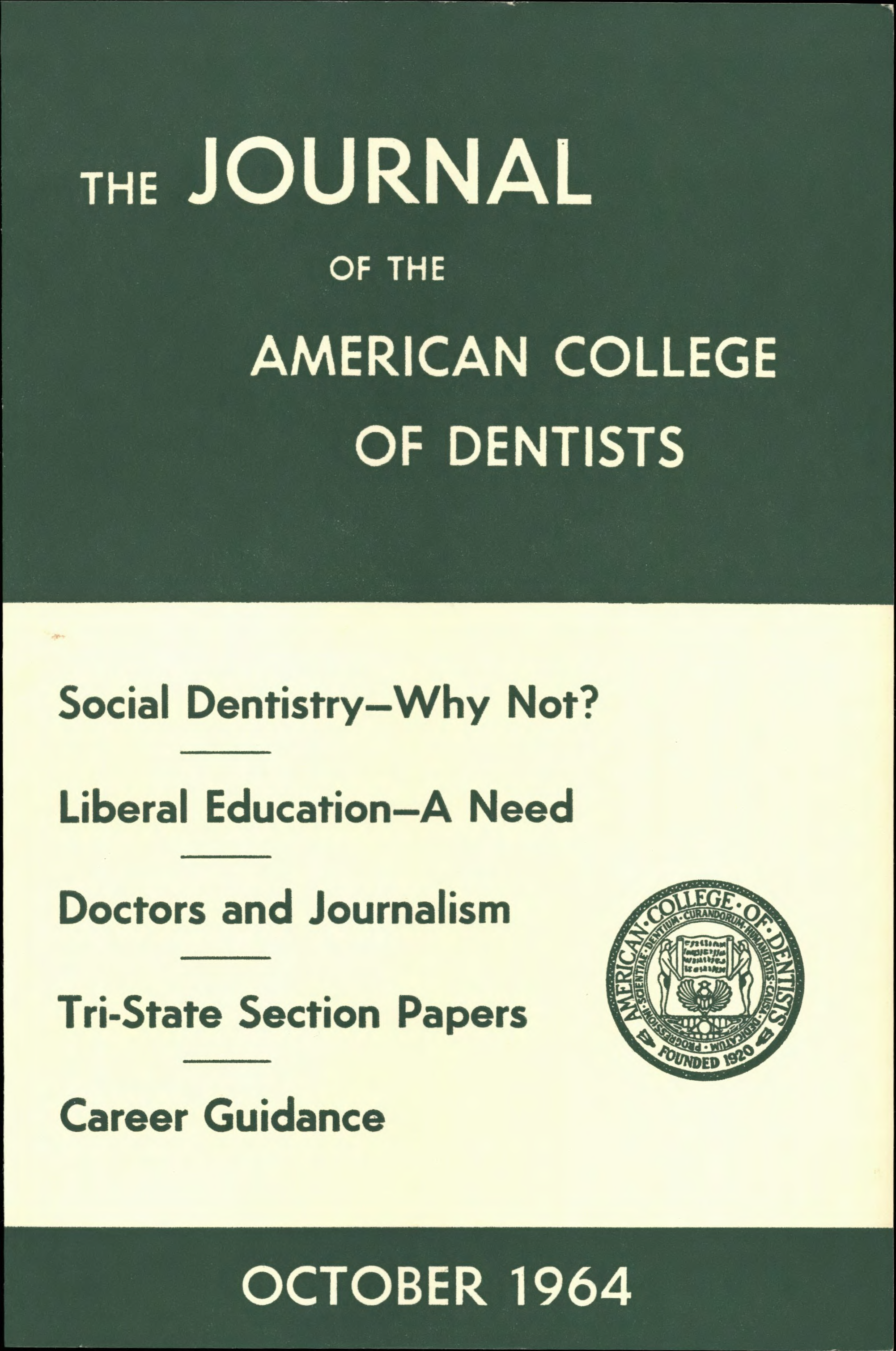 Green and white ACD Journal cover with the journal title above featured headlines. A green ACD seal is in the corner