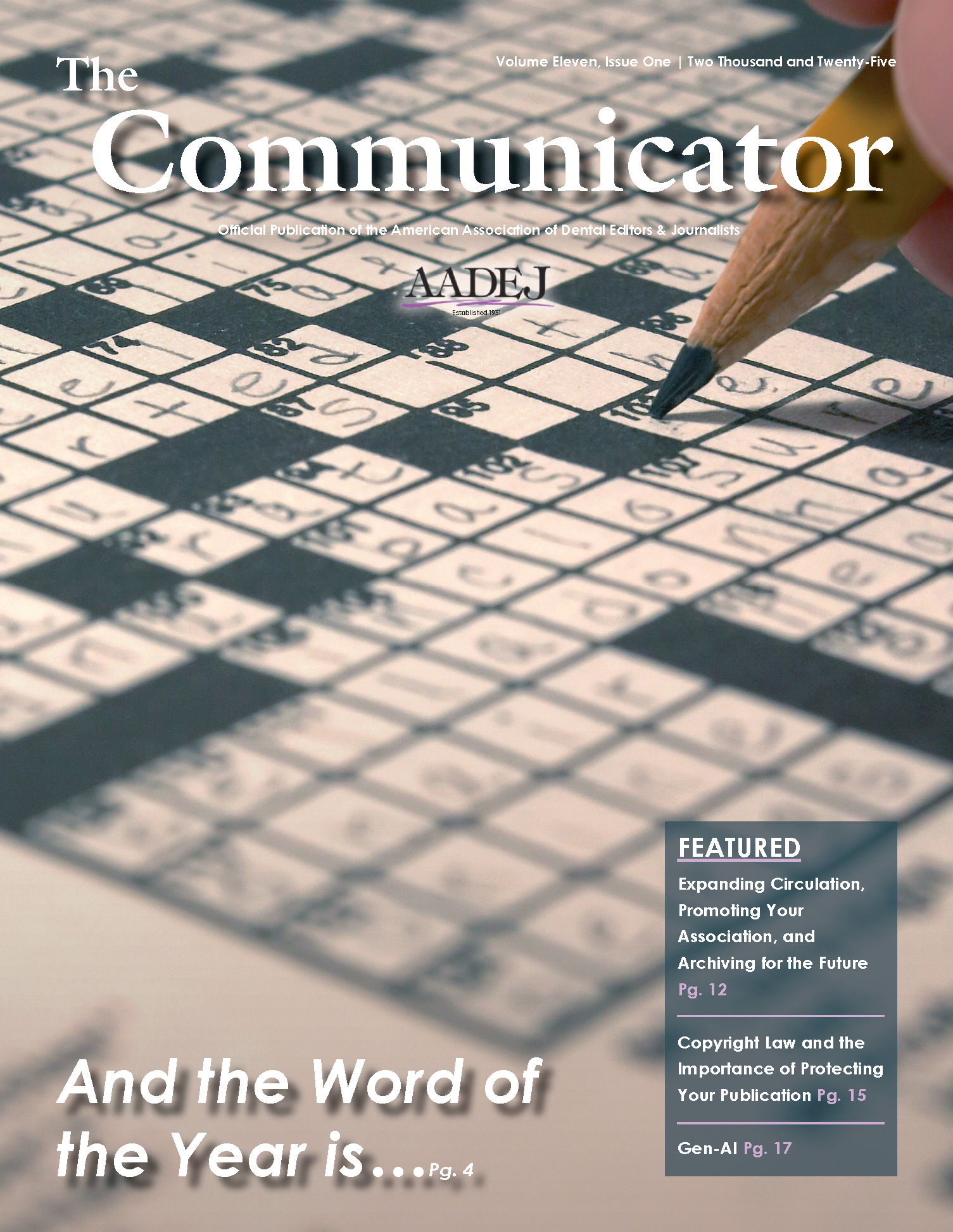Cover image features a close-up image of a crossword puzzle in the process of being completed.