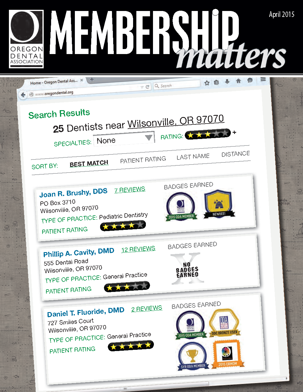 Example of new digital badging system implemented by ODA for member dentists