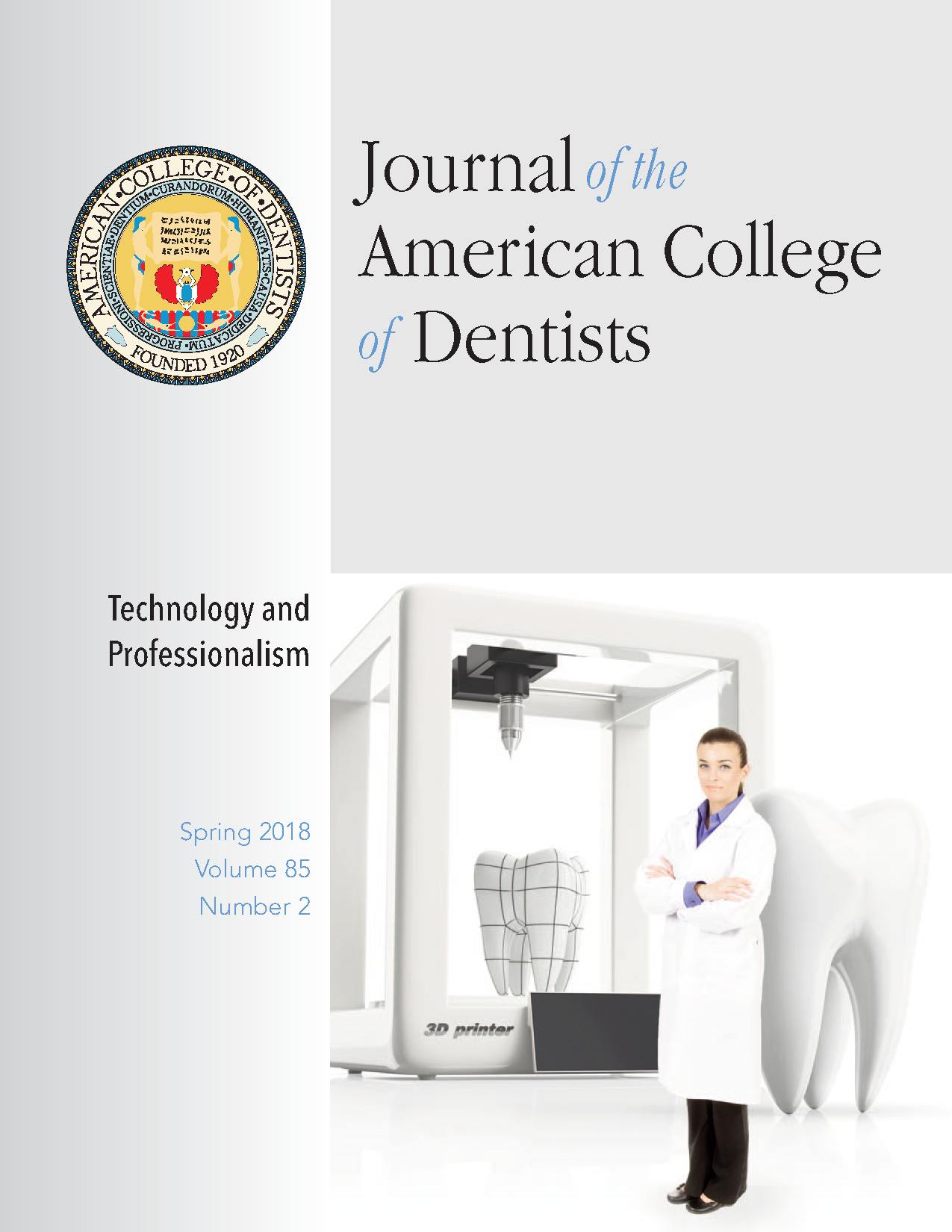 Photo of dentist next to 3D printer, printing a tooth