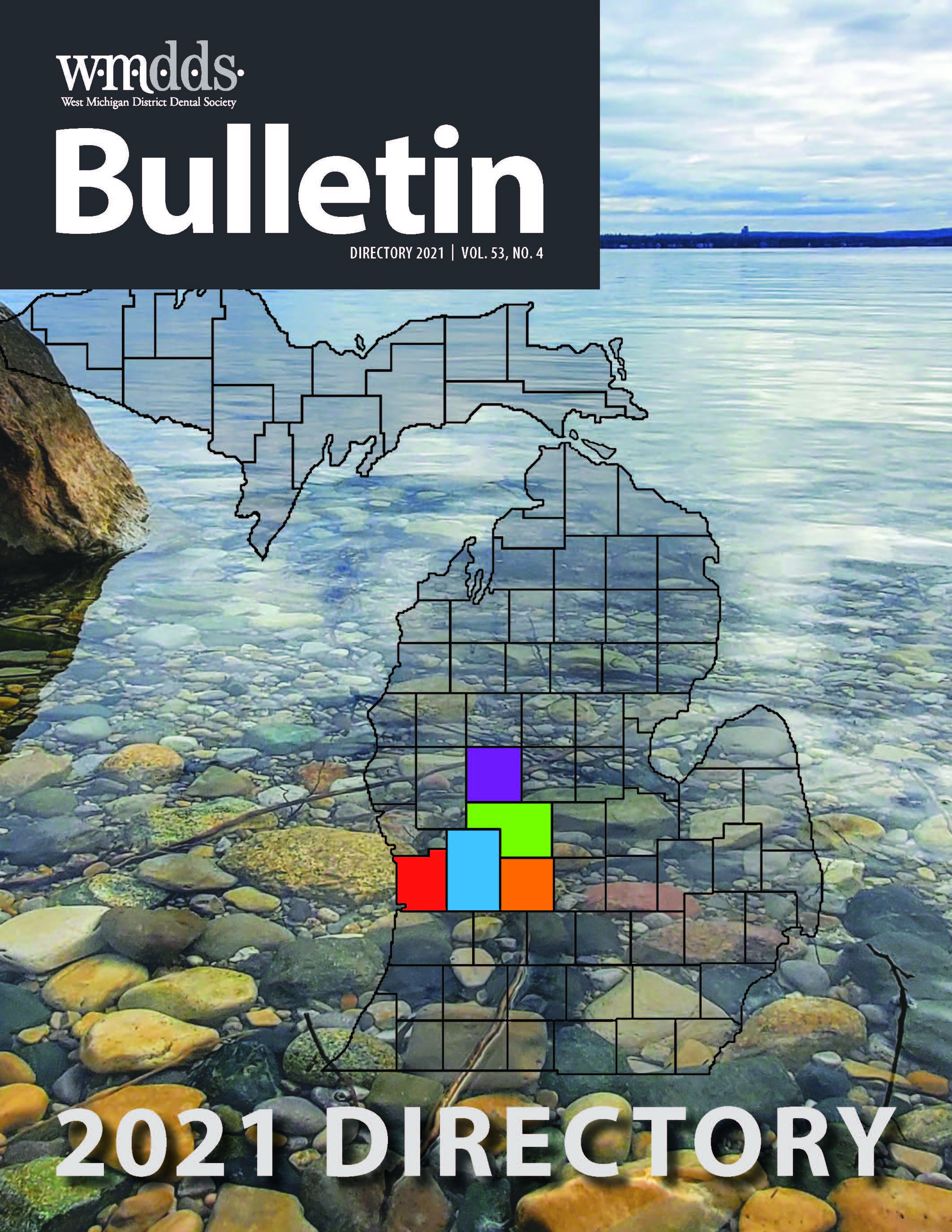 Cover of the WMDDS Bulletin featuring a map of Michigan with the counties comprising WMDDS colored in.