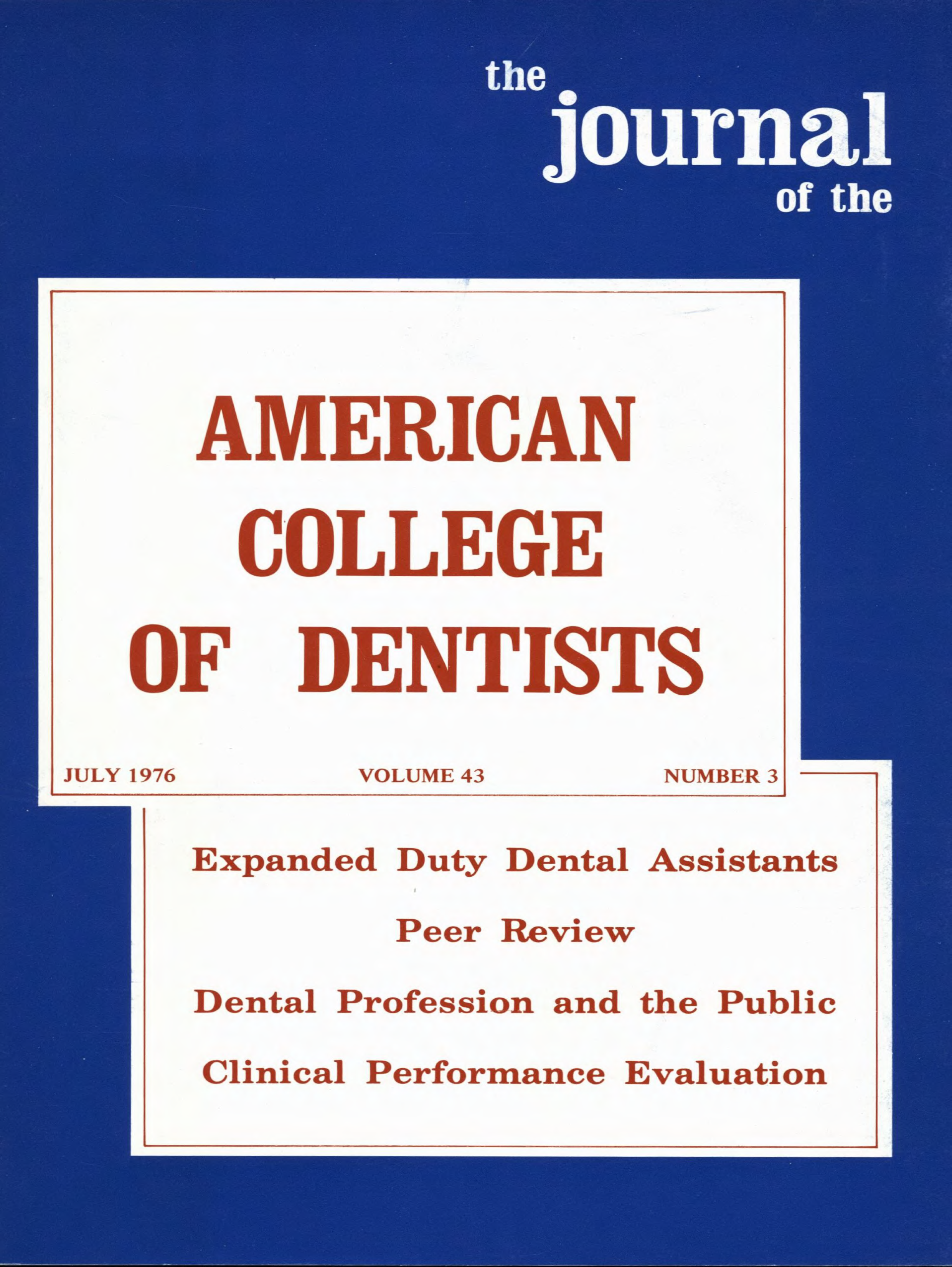 Blue cover with two white offset boxes with the journal title and article headlines