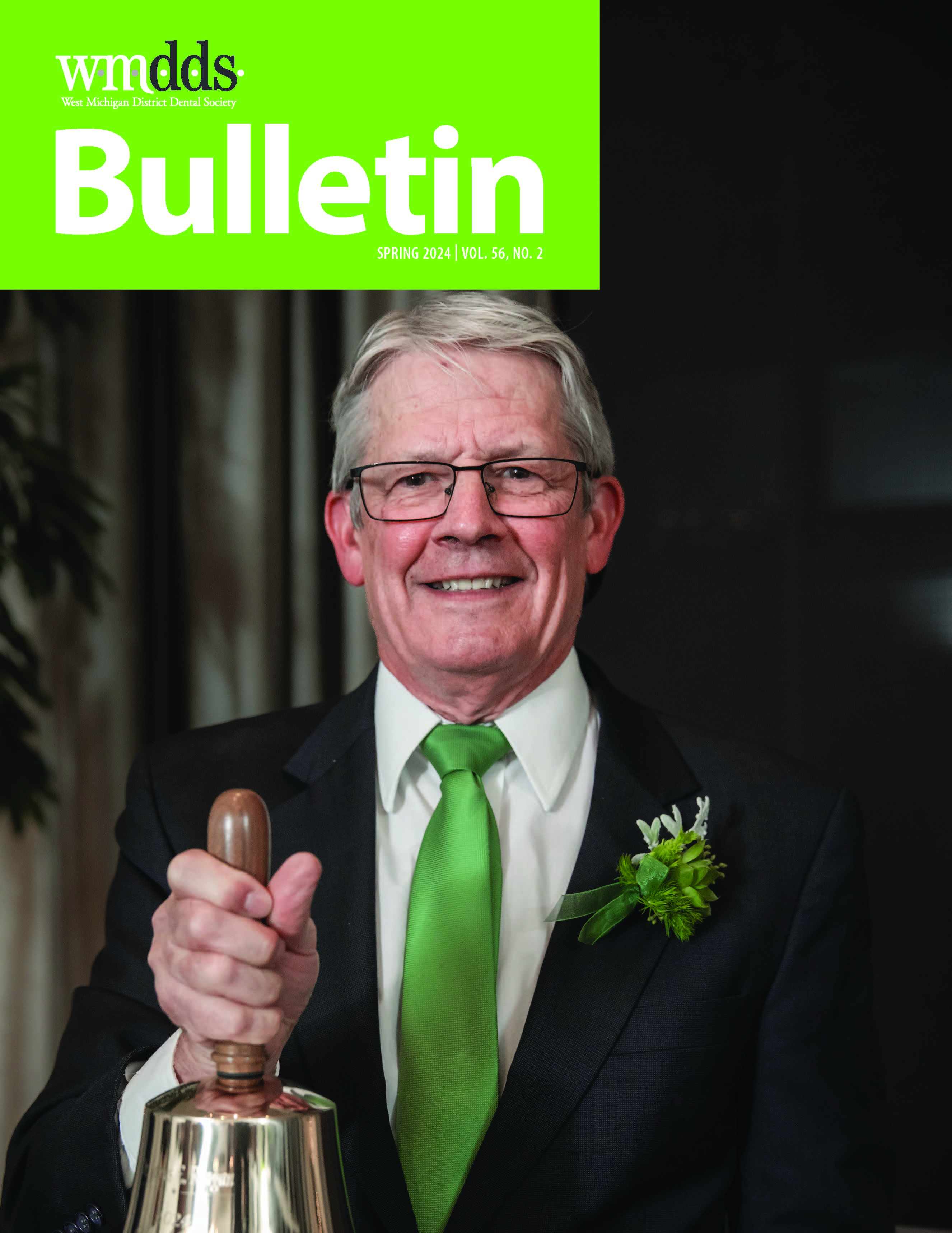 Cover of the WMDDS Bulletin with a photo of Dr. James E. Reagan, 2024 recipient of the Silent Bell Award.