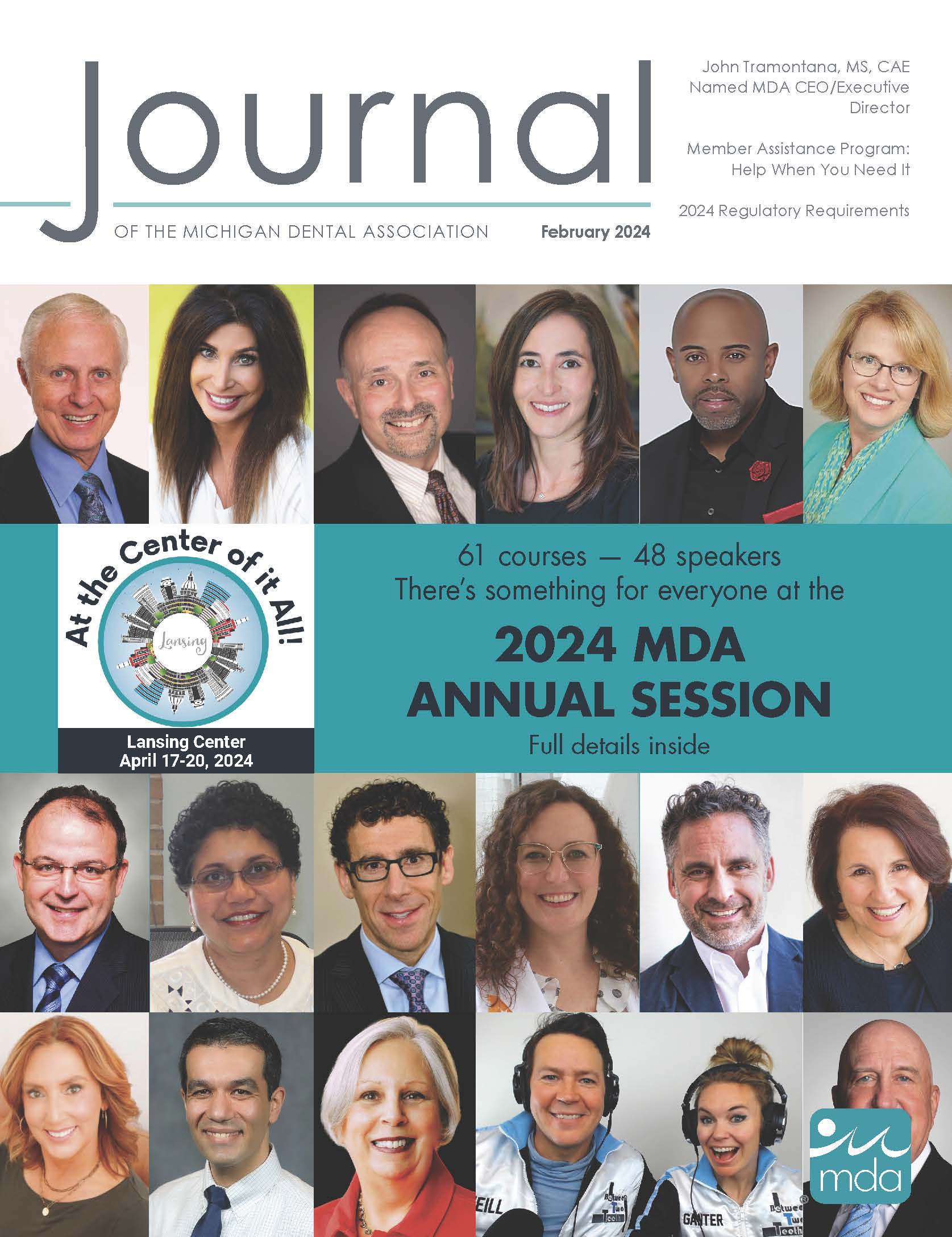 Cover of the Michigan Dental Association with 18 headshots photos.
