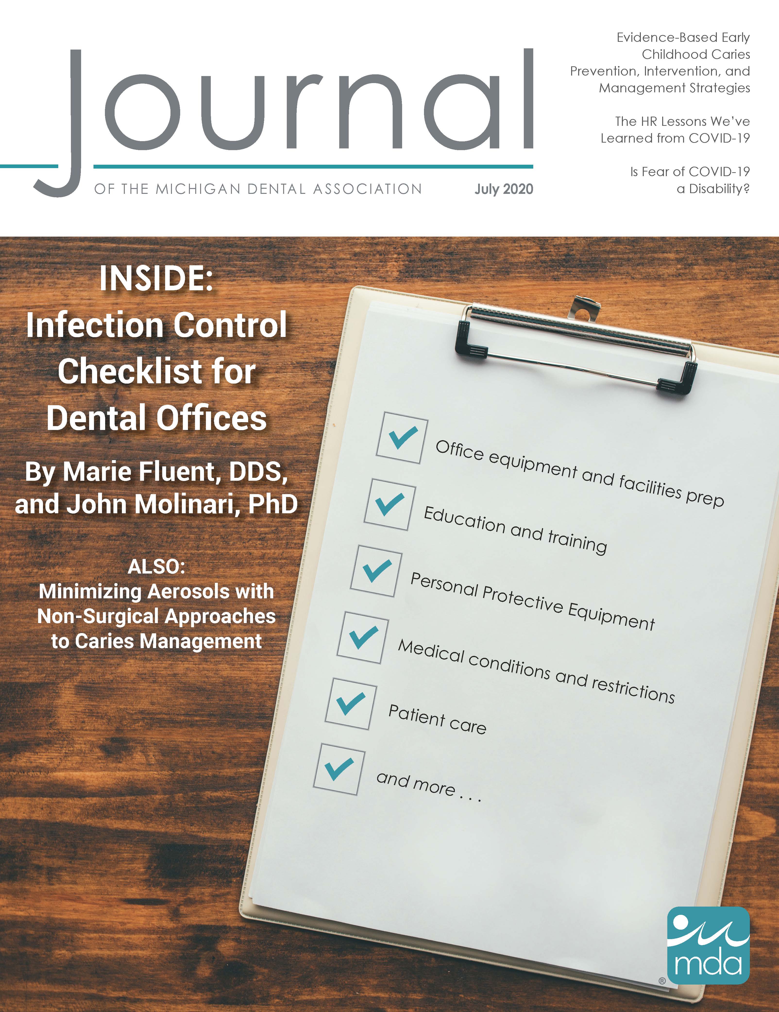 Cover of the Journal of the Michigan Dental Association with a clipboard and checklist.