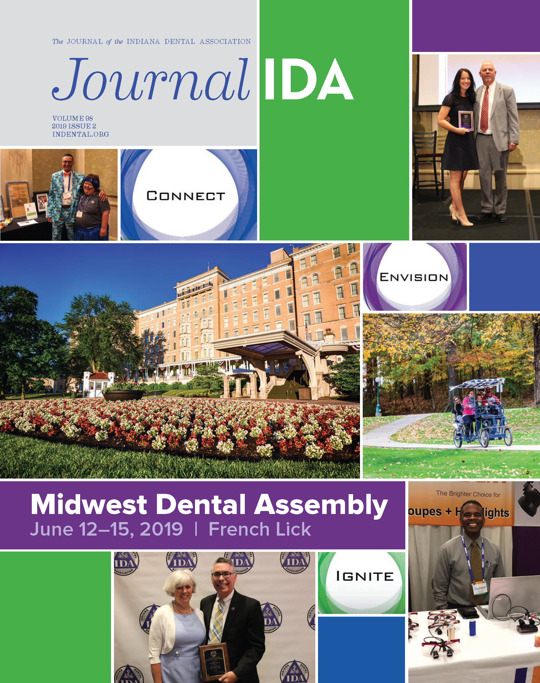 A collection of photographs from the Midwest Dental Assembly including pictures of the exhibits, award-winners, and scenic images of the building and surrounding area.