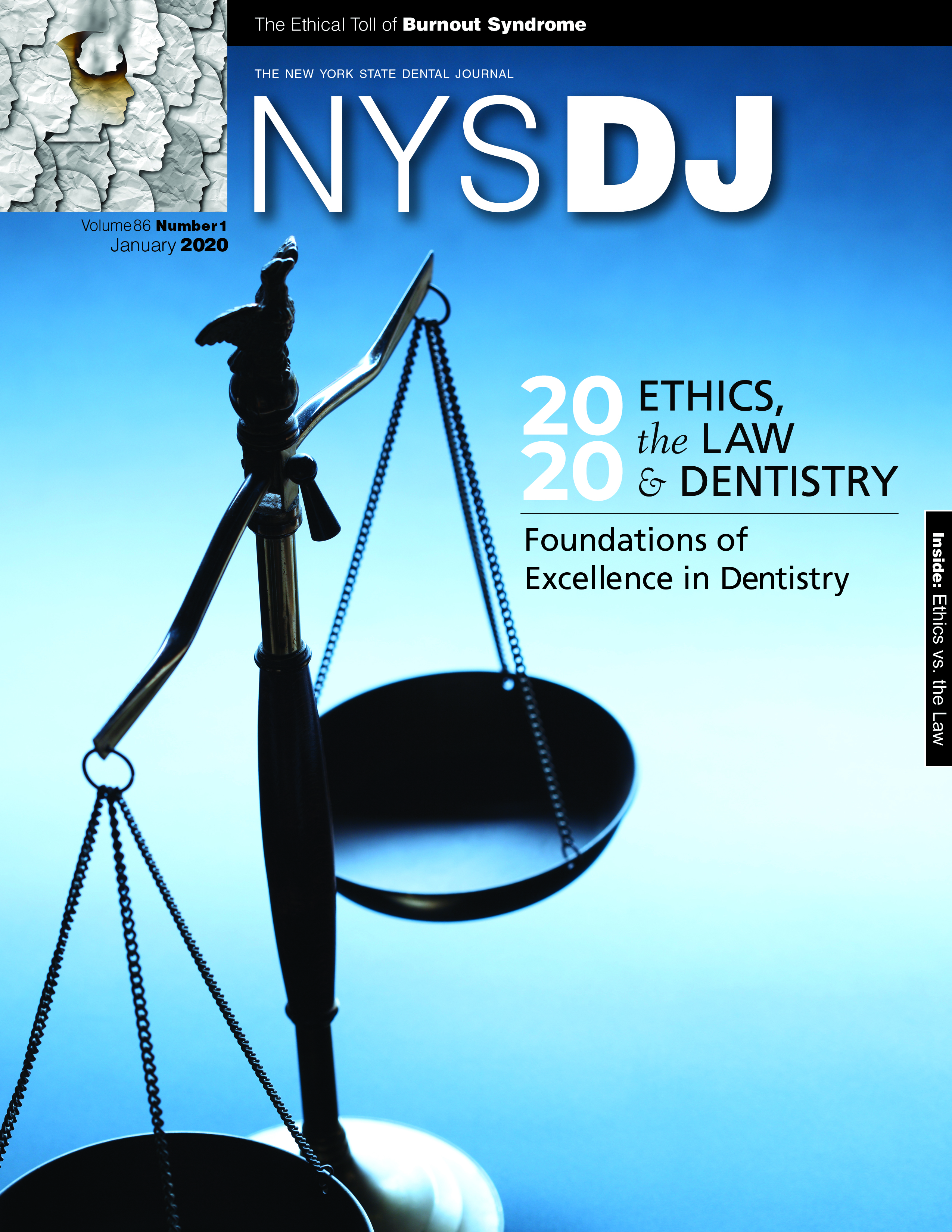 Cover of the NYSDJ with a photo of the scales of justice partially in frame