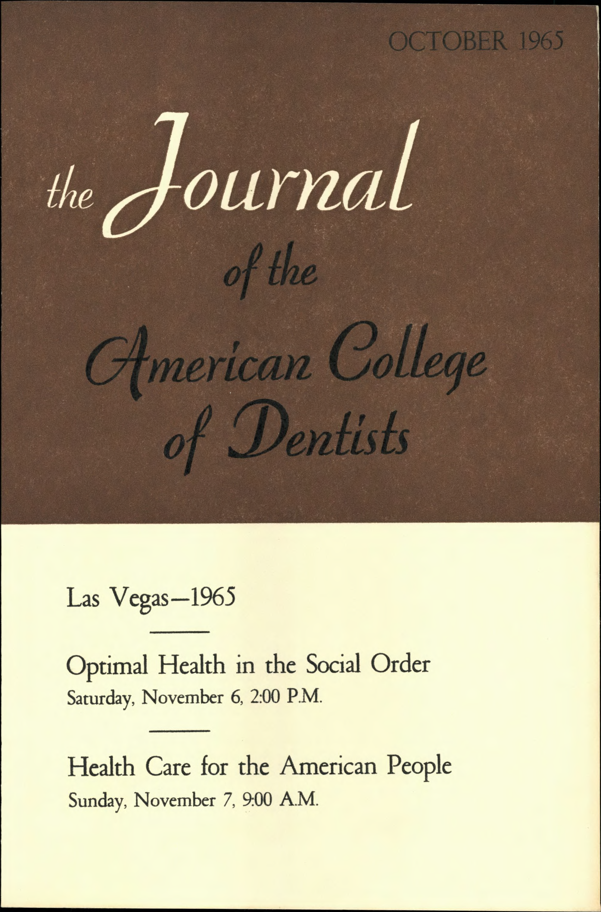 Brown and white JACD cover. The top half is brown with the journal title. The bottom half is white with featured headlines.