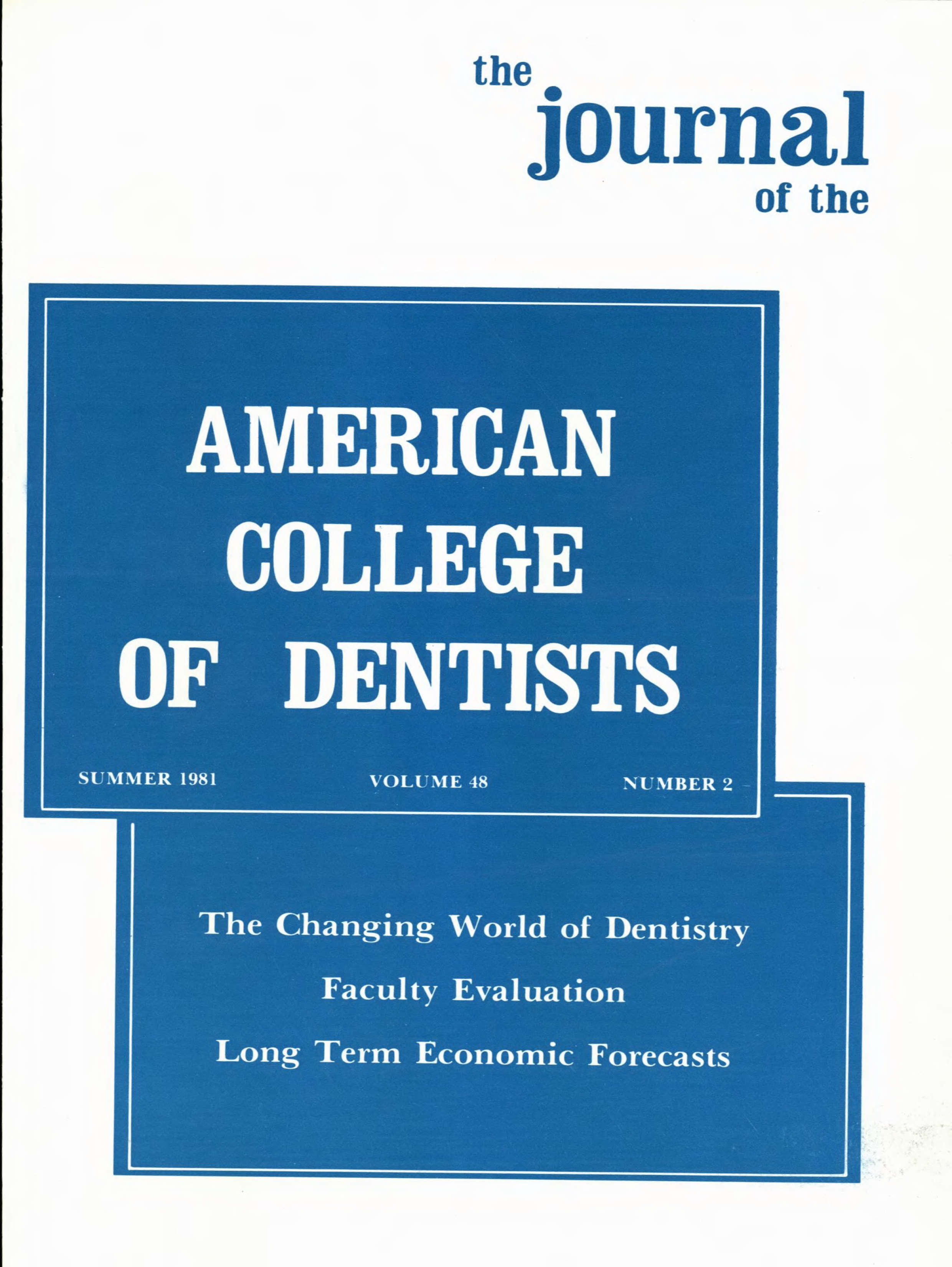 White cover with two blue offset boxes with the journal title and article headlines