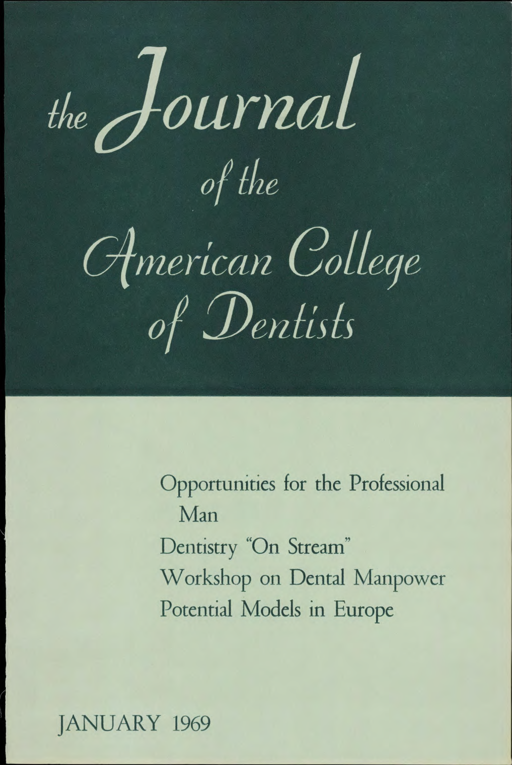 Green JACD cover. The top half is dark green with the journal title. The bottom half is light green with featured headlines.