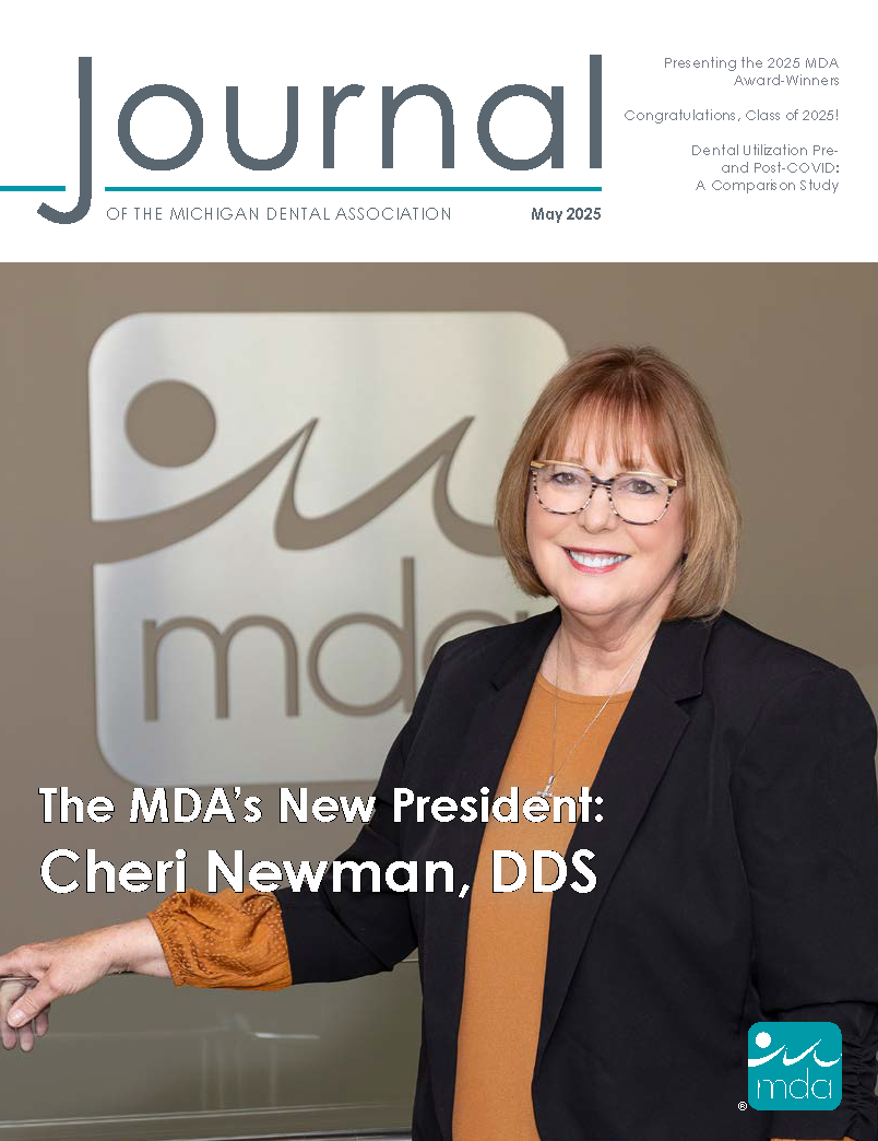 Dr. Cheri Newman in front of a tan background with the MDA logo. She has patterned glasses, a black blazer, a cross necklace, and an orange blouse.