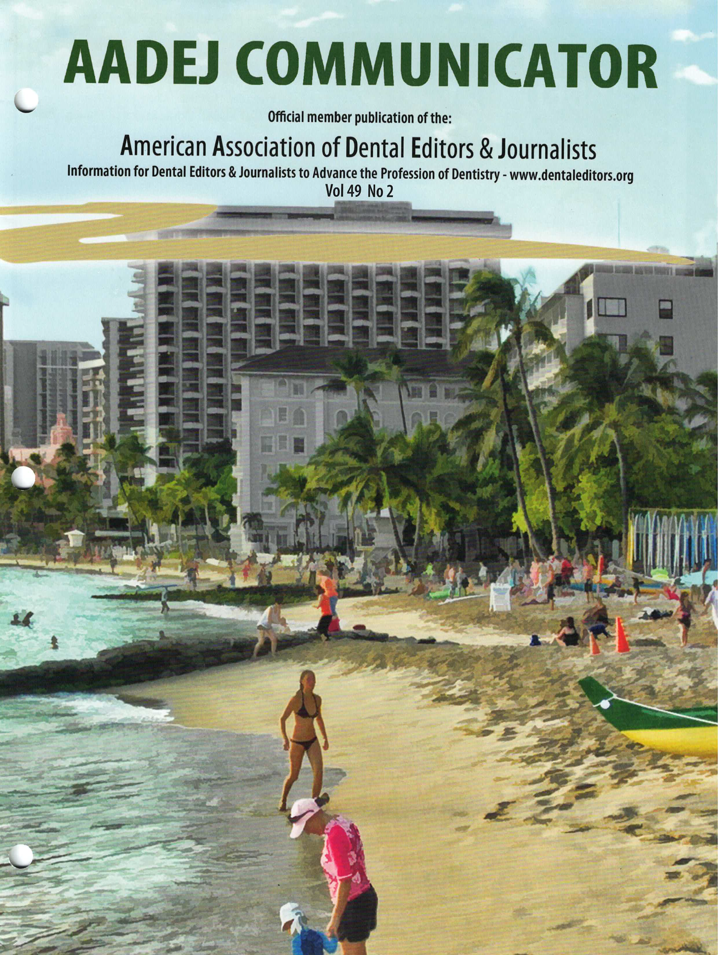 Cover art features a beach with families and people swimming and playing along the shore