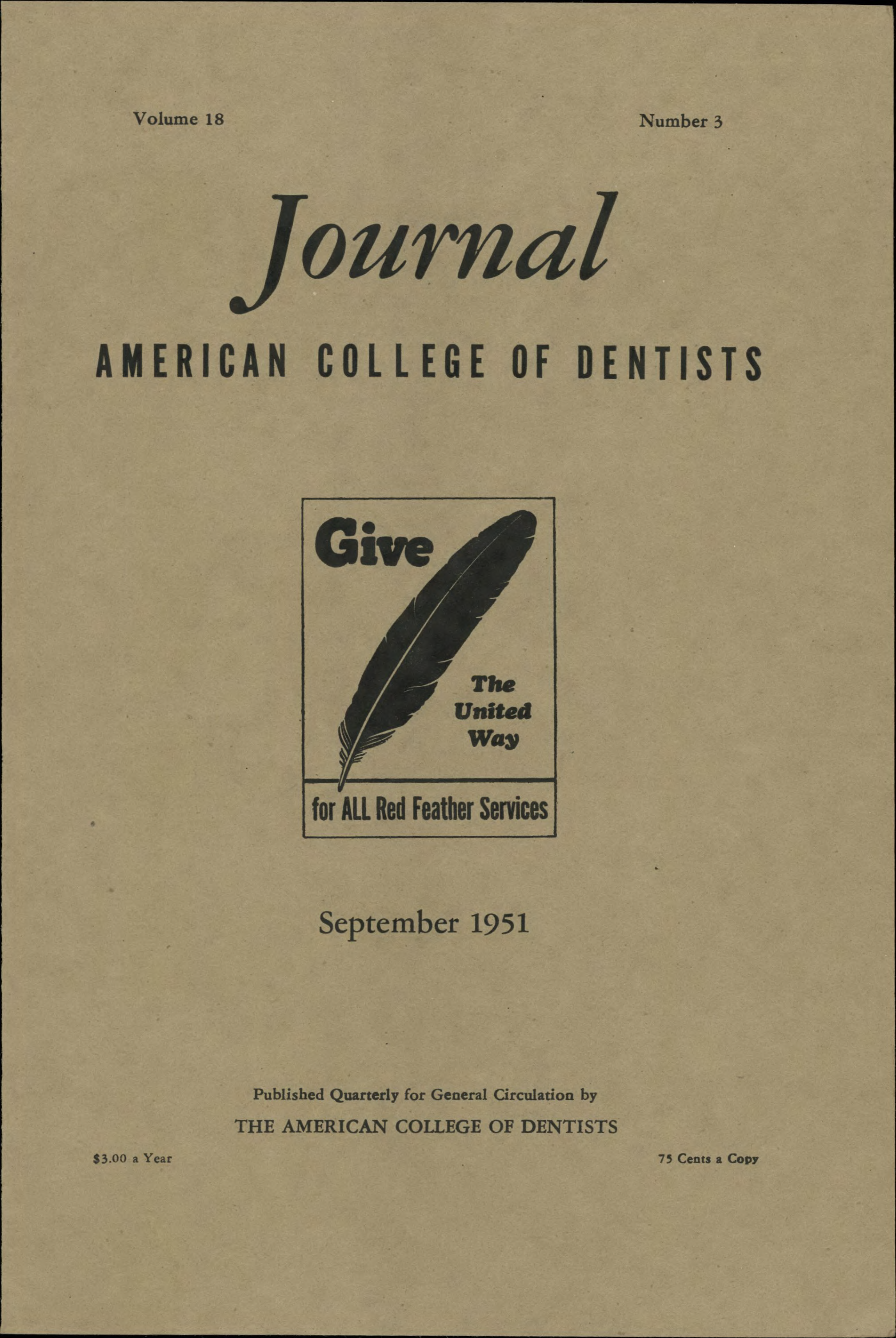 JACD cover made of plain paper with black text. There is a box with a feather inside and text that reads 'Give The United Way for ALL Red Feather Services'