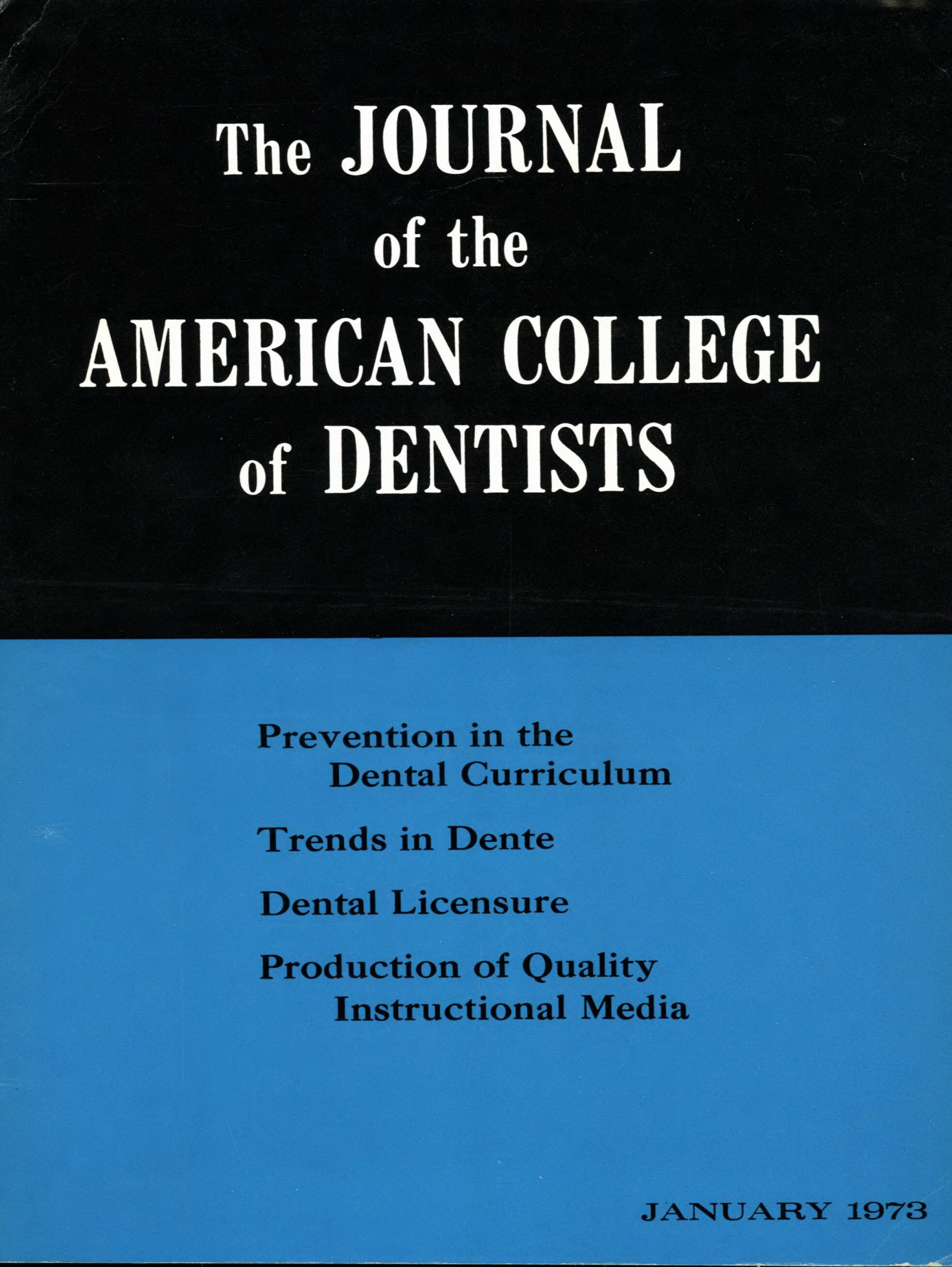 JACD cover split into two horizontally: the top block is black with the title, bottom is blue with featured headlines