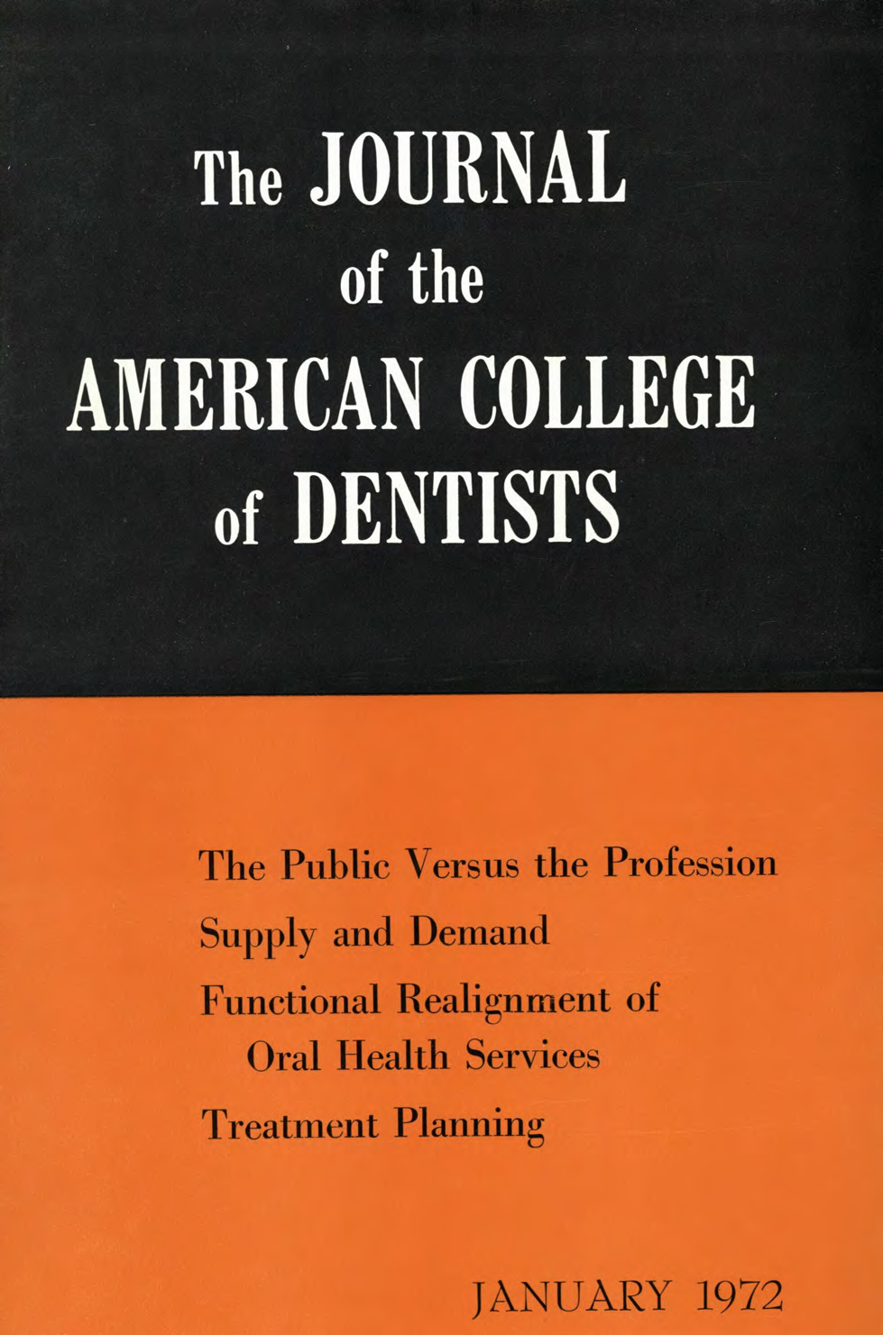 JACD cover split into two horizontally: the top block is black with the title, bottom is orange with featured headlines